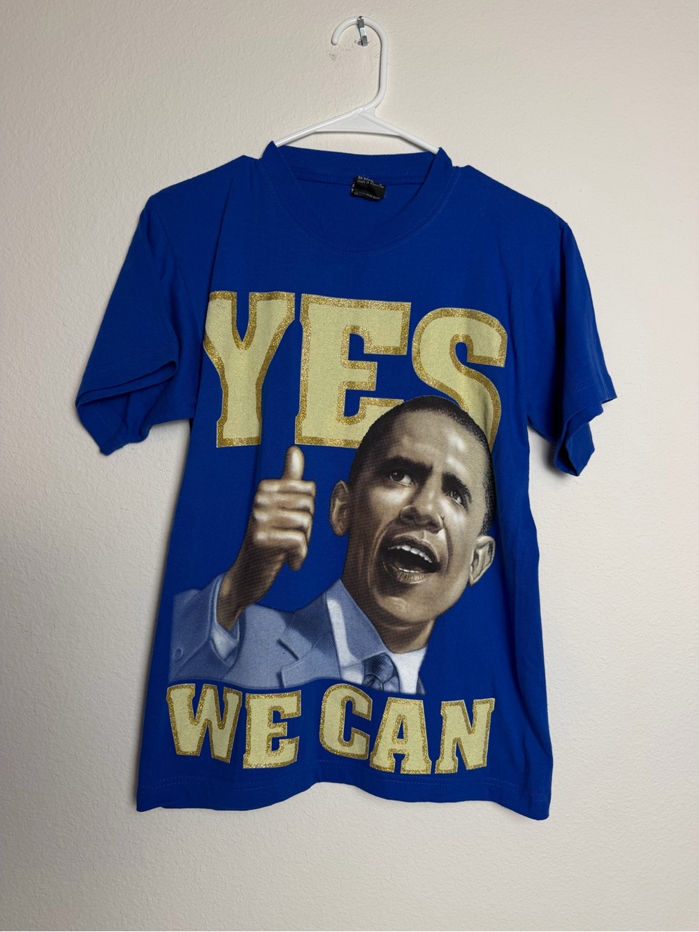 Obama 'YES WE CAN' inauguration custom t shirt blue vintage small
